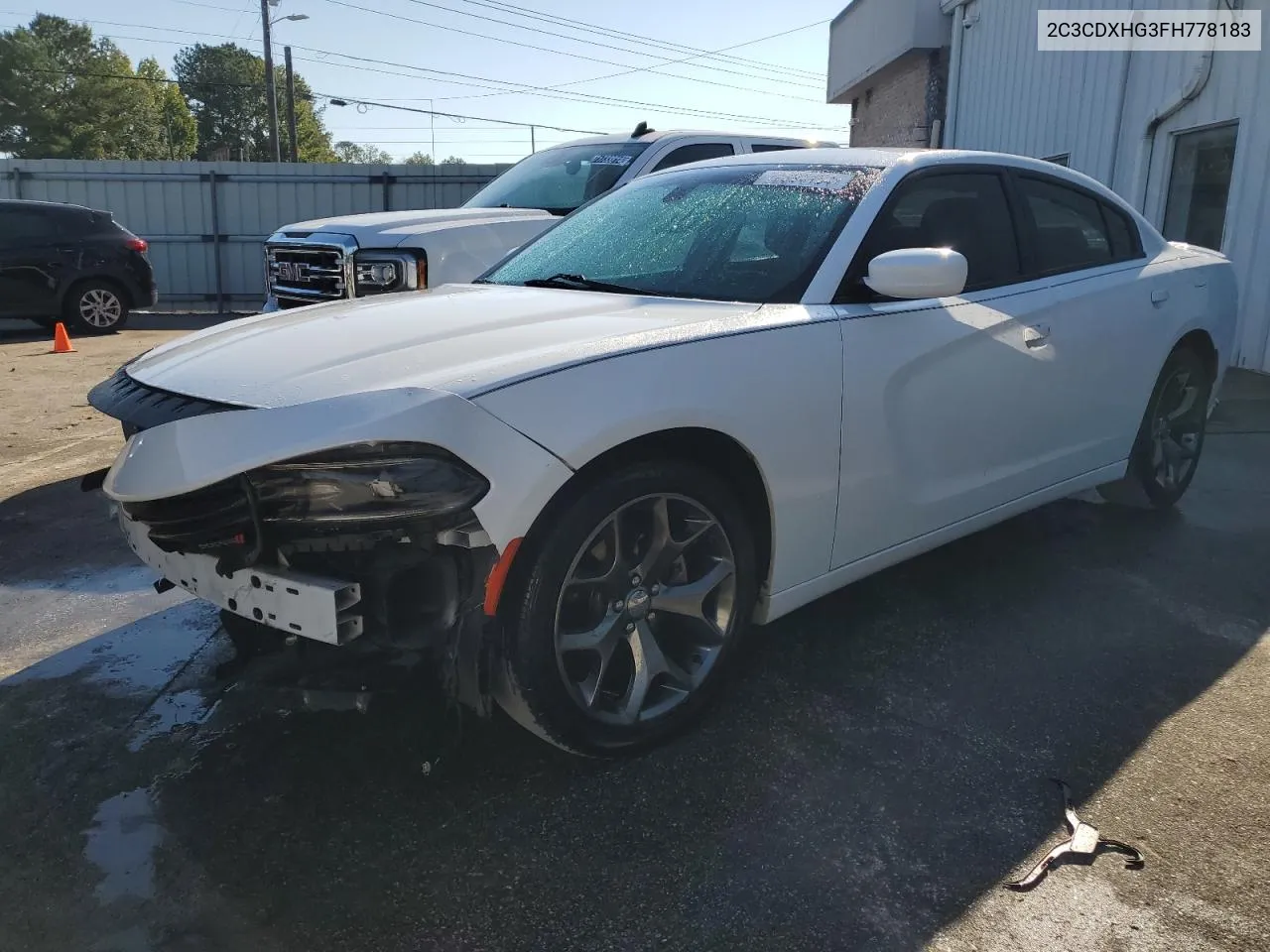 2015 Dodge Charger Sxt VIN: 2C3CDXHG3FH778183 Lot: 72394154