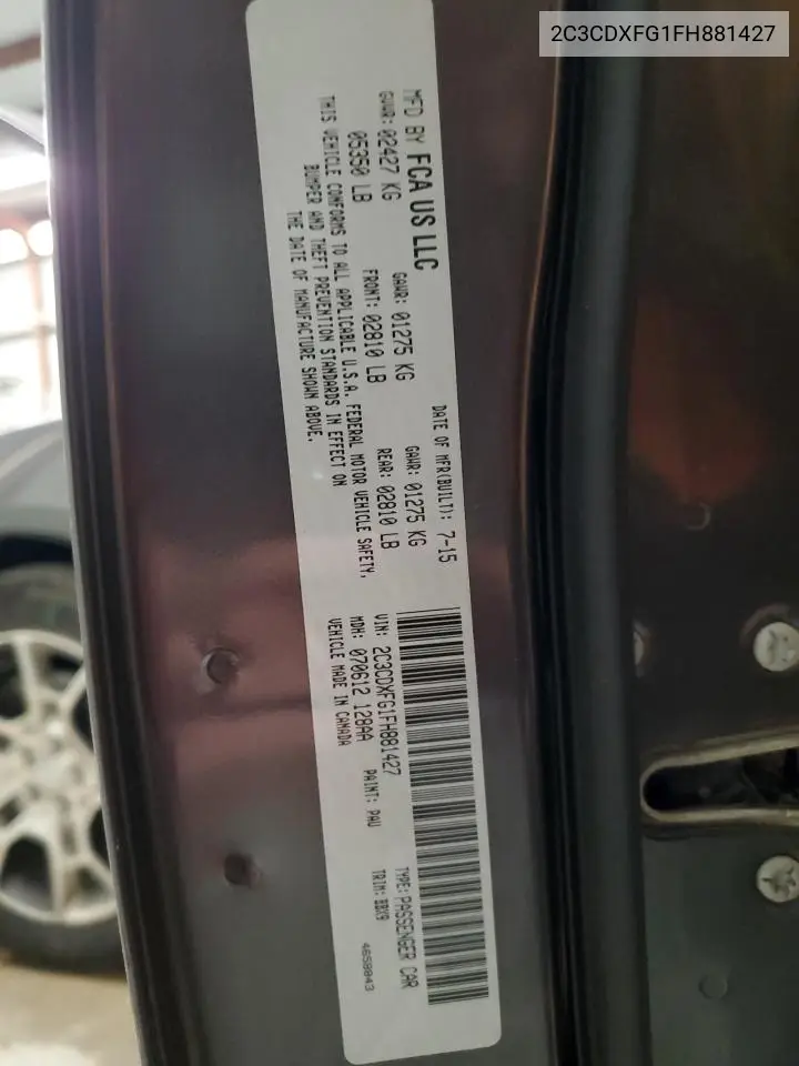 2C3CDXFG1FH881427 2015 Dodge Charger Se