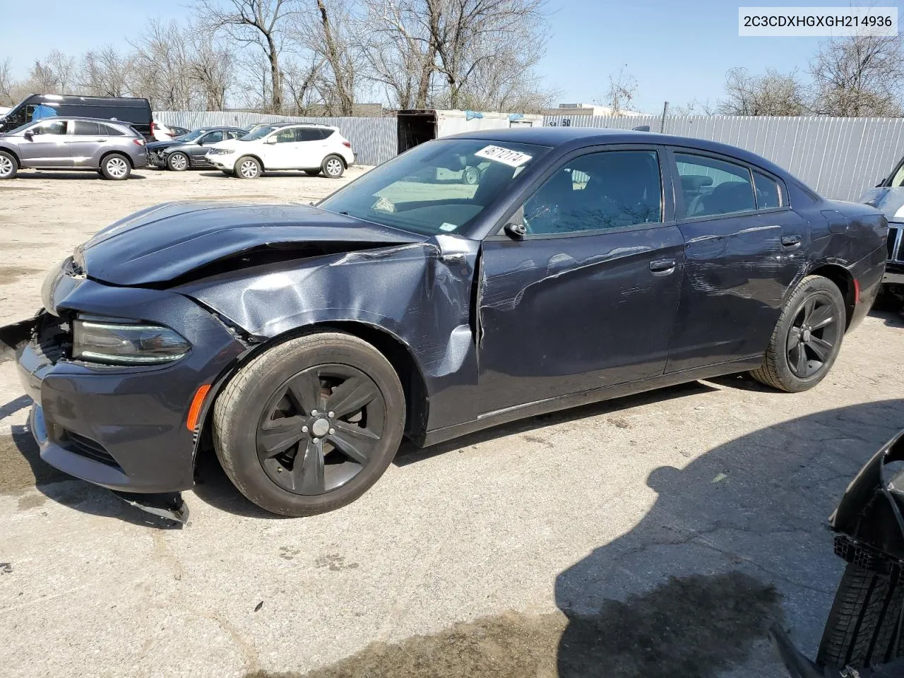 2016 Dodge Charger Sxt VIN: 2C3CDXHGXGH214936 Lot: 46712174