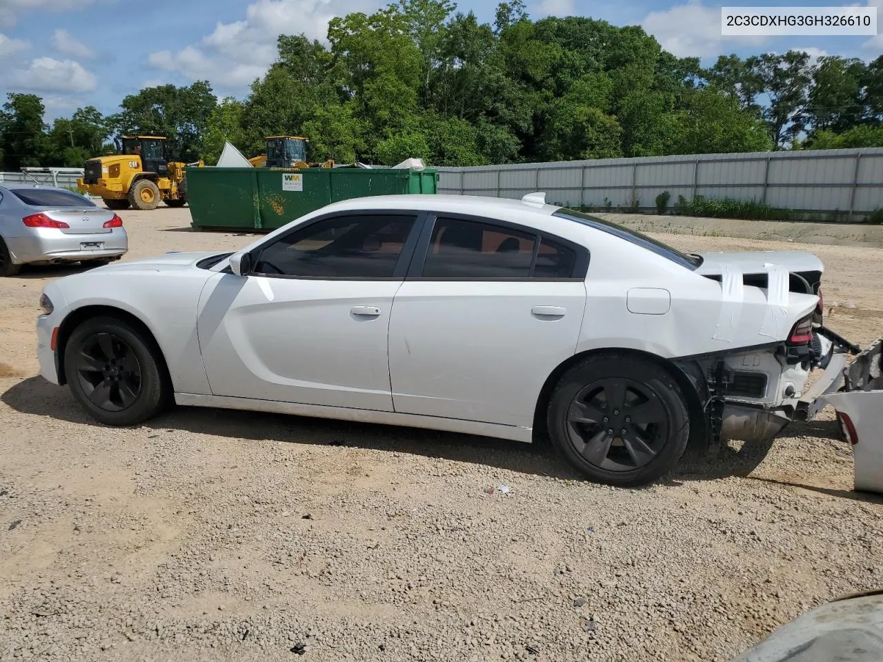 2016 Dodge Charger Sxt VIN: 2C3CDXHG3GH326610 Lot: 55703574