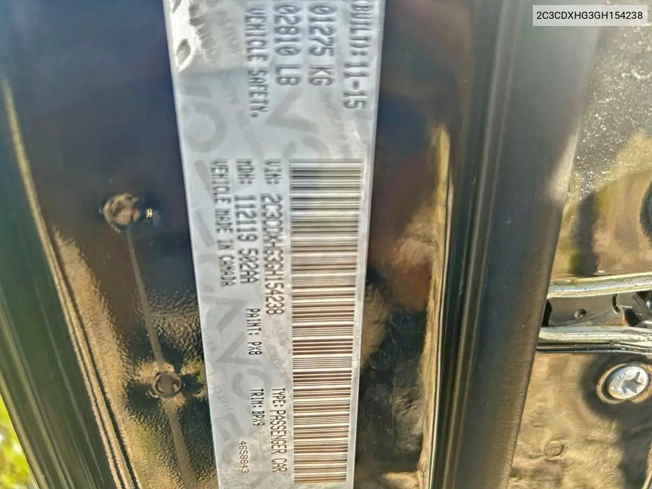 2C3CDXHG3GH154238 2016 Dodge Charger Sxt