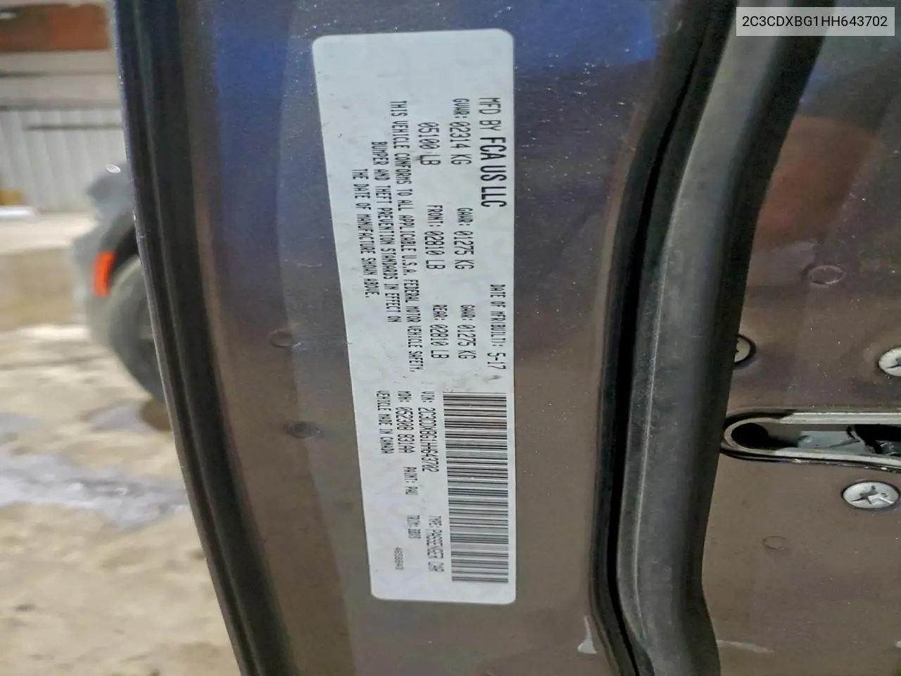 2C3CDXBG1HH643702 2017 Dodge Charger Se