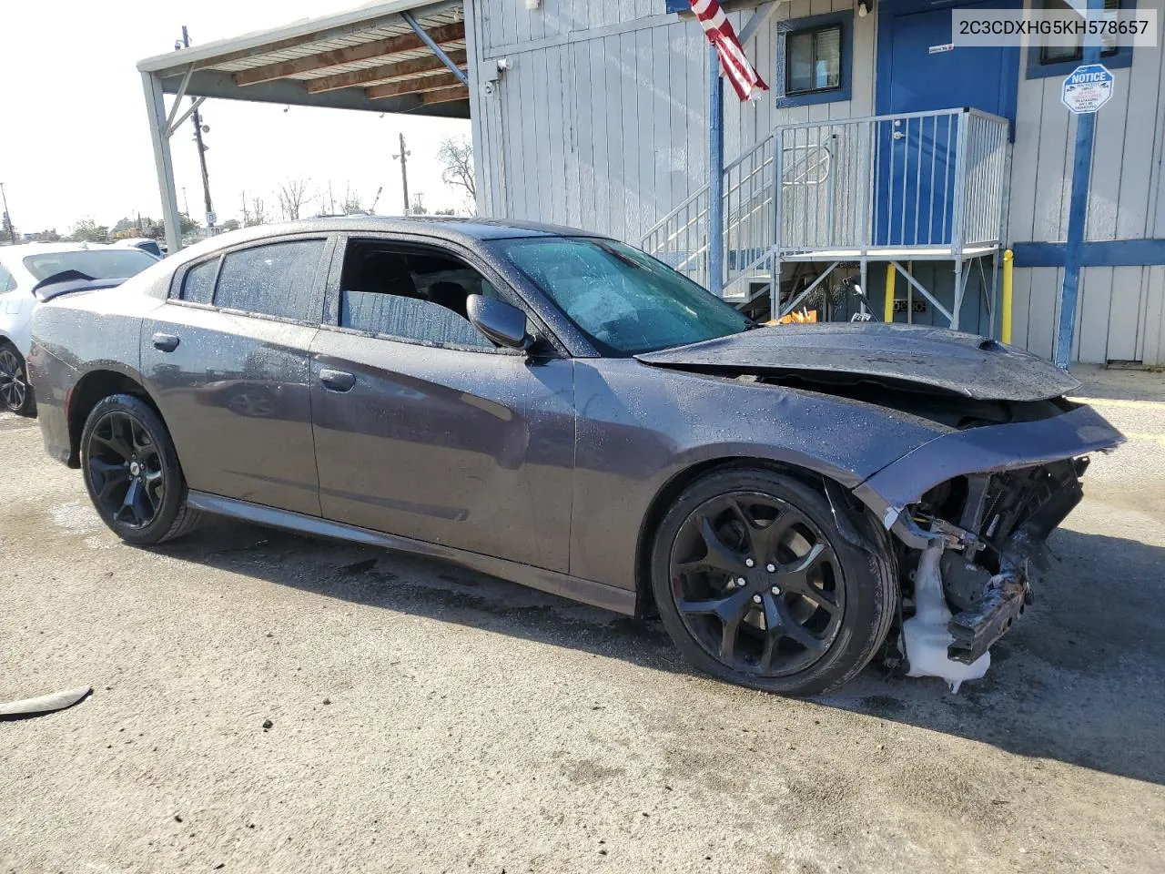 2019 Dodge Charger Gt VIN: 2C3CDXHG5KH578657 Lot: 53251794