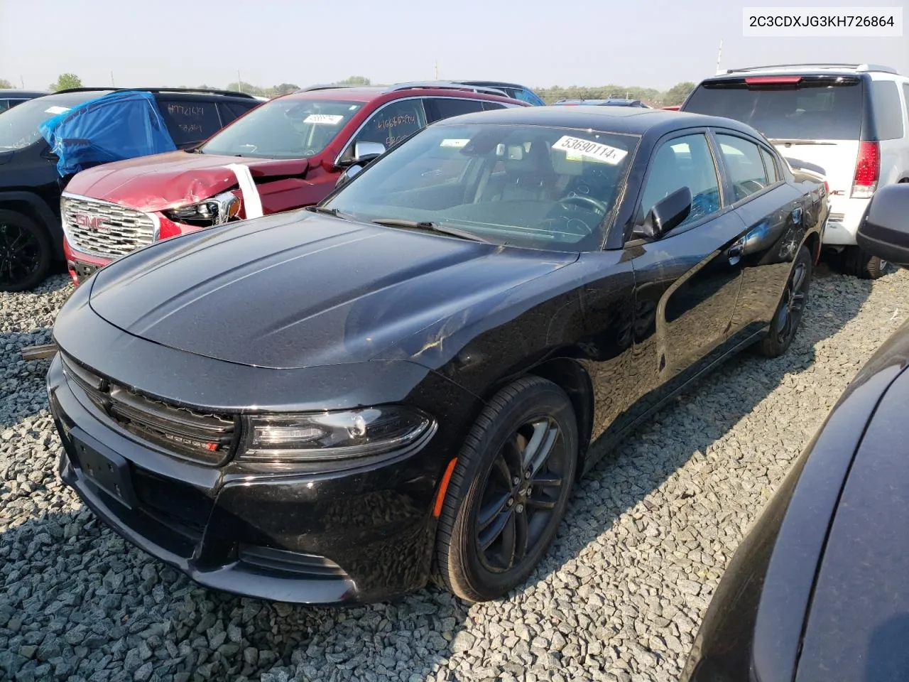 2019 Dodge Charger Sxt VIN: 2C3CDXJG3KH726864 Lot: 53690114