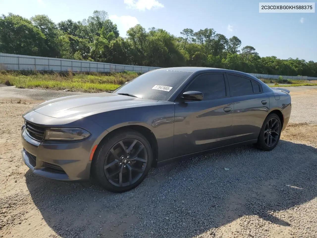 2019 Dodge Charger Sxt VIN: 2C3CDXBG0KH588375 Lot: 53947665