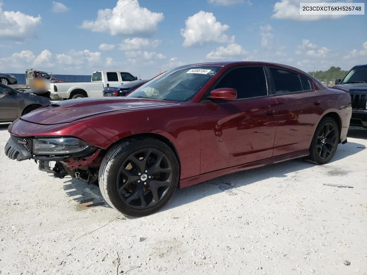 2019 Dodge Charger R/T VIN: 2C3CDXCT6KH526748 Lot: 54066184