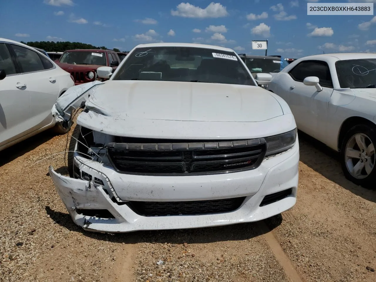 2019 Dodge Charger Sxt VIN: 2C3CDXBGXKH643883 Lot: 66341574