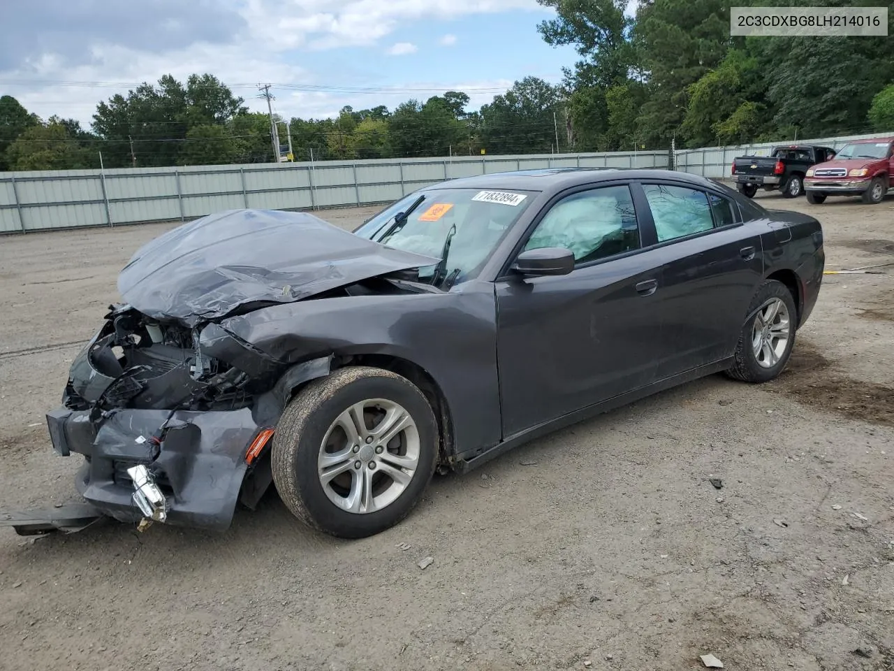 2020 Dodge Charger Sxt VIN: 2C3CDXBG8LH214016 Lot: 71832894