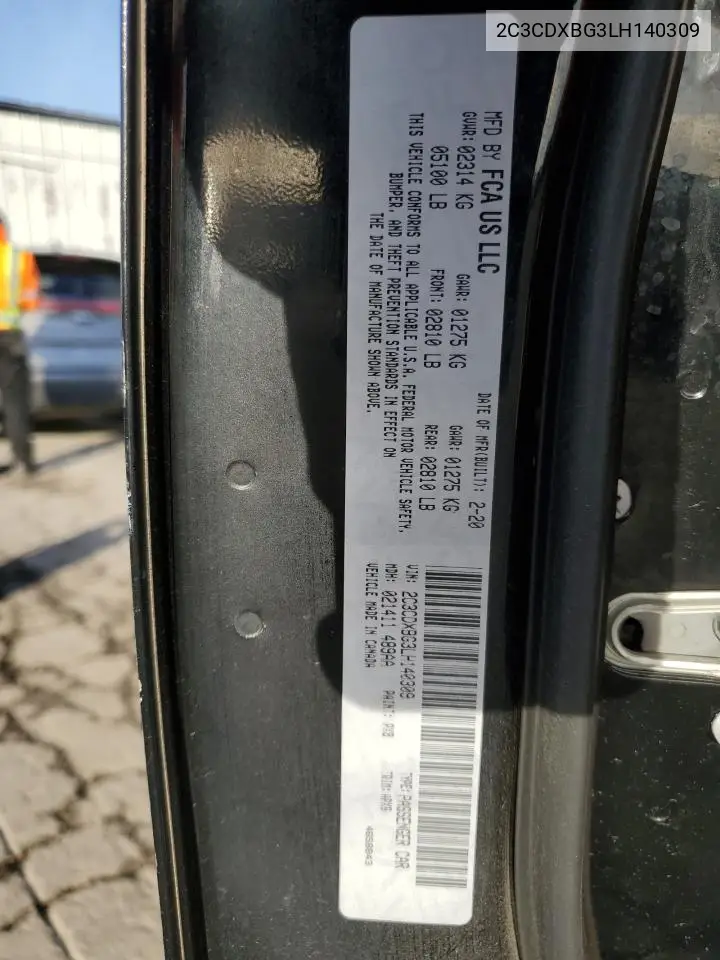 2C3CDXBG3LH140309 2020 Dodge Charger Sxt