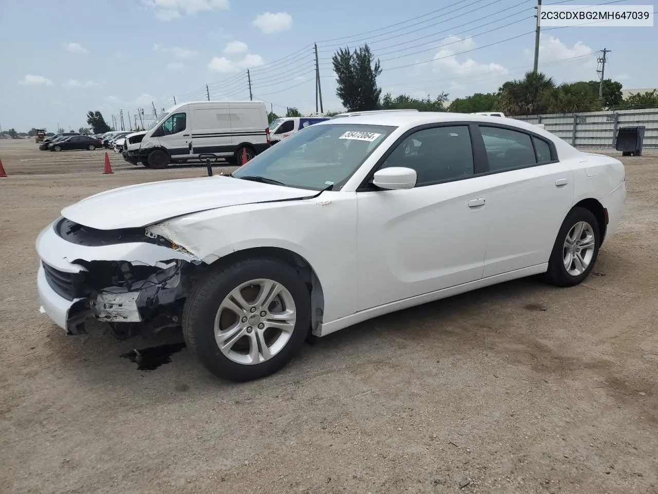 2021 Dodge Charger Sxt VIN: 2C3CDXBG2MH647039 Lot: 55472064