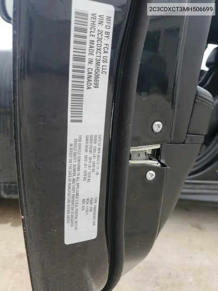 2C3CDXCT3MH506699 2021 Dodge Charger R/T