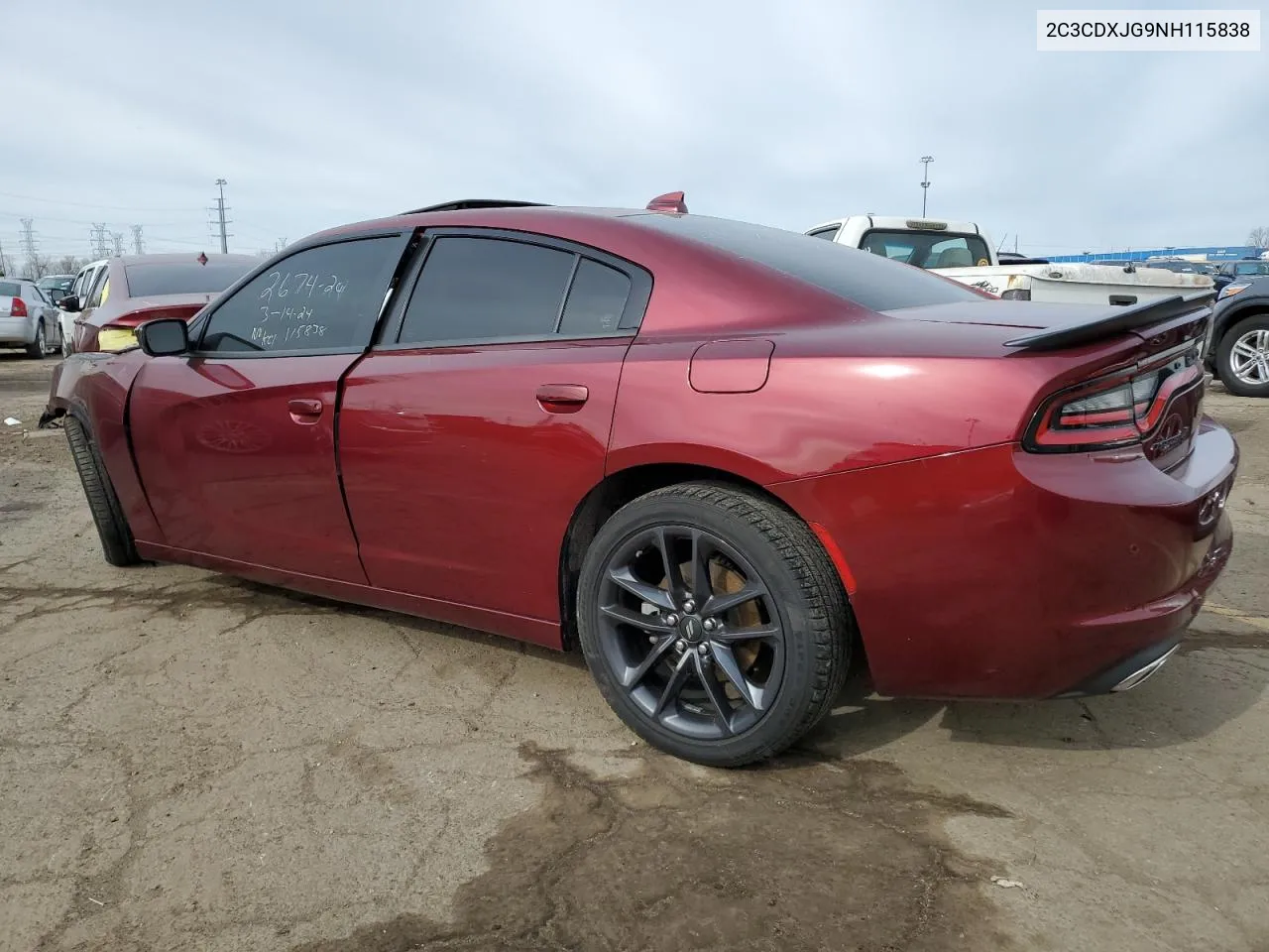 2022 Dodge Charger Sxt VIN: 2C3CDXJG9NH115838 Lot: 47771024