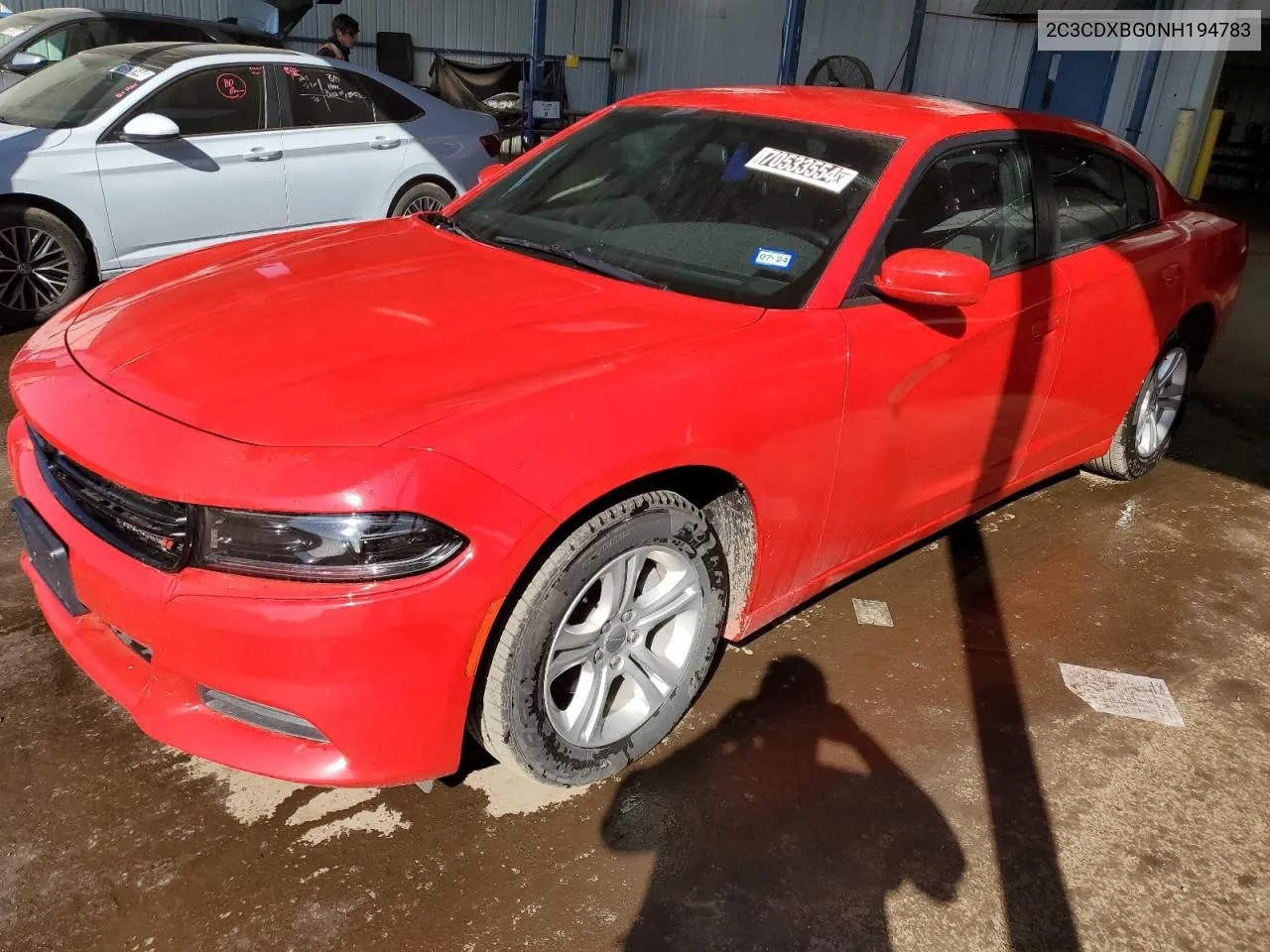 2022 Dodge Charger Sxt VIN: 2C3CDXBG0NH194783 Lot: 70533554