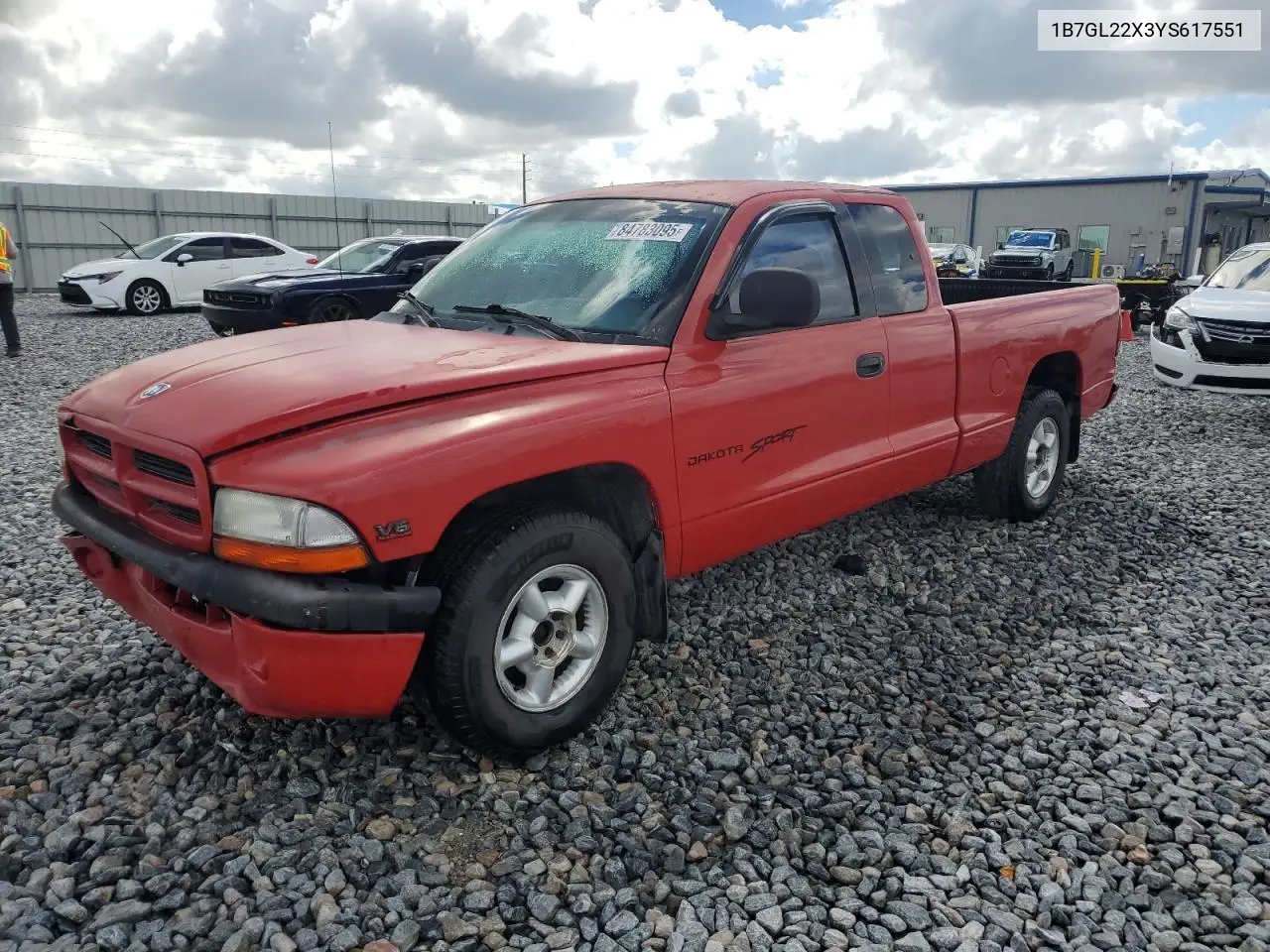 1B7GL22X3YS617551 2000 Dodge Dakota