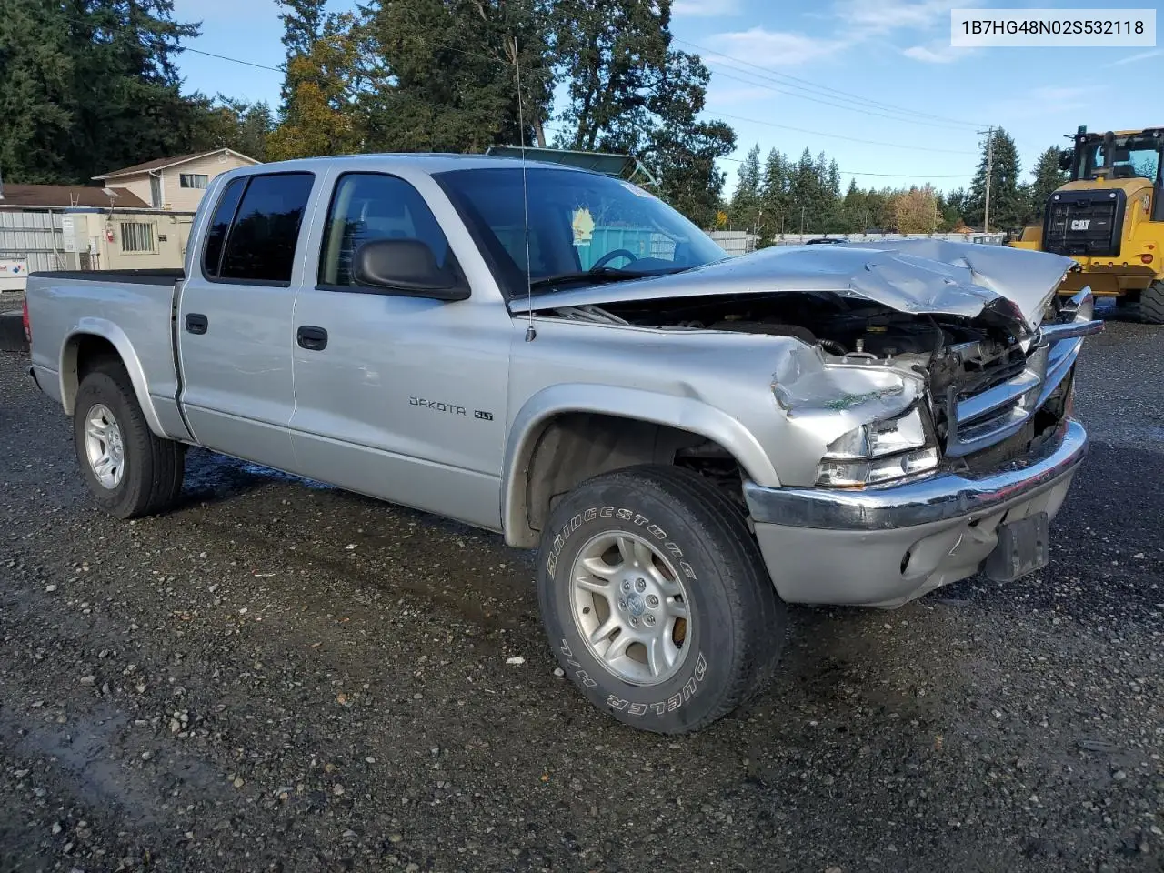 1B7HG48N02S532118 2002 Dodge Dakota Quad Slt