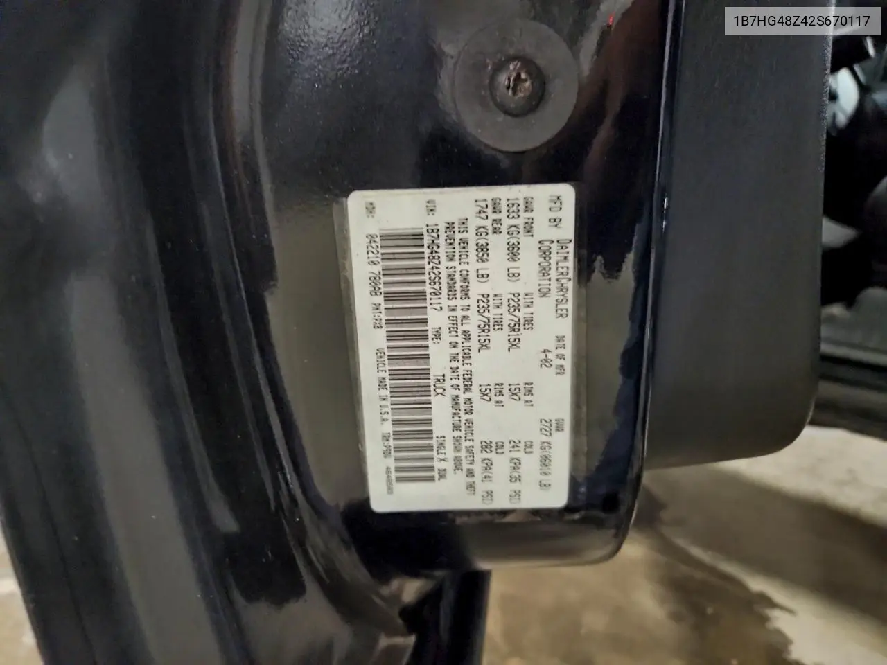1B7HG48Z42S670117 2002 Dodge Dakota Quad Slt