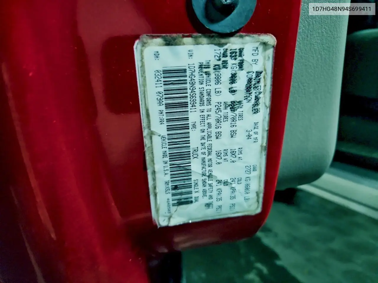 1D7HG48N94S699411 2004 Dodge Dakota Quad Slt