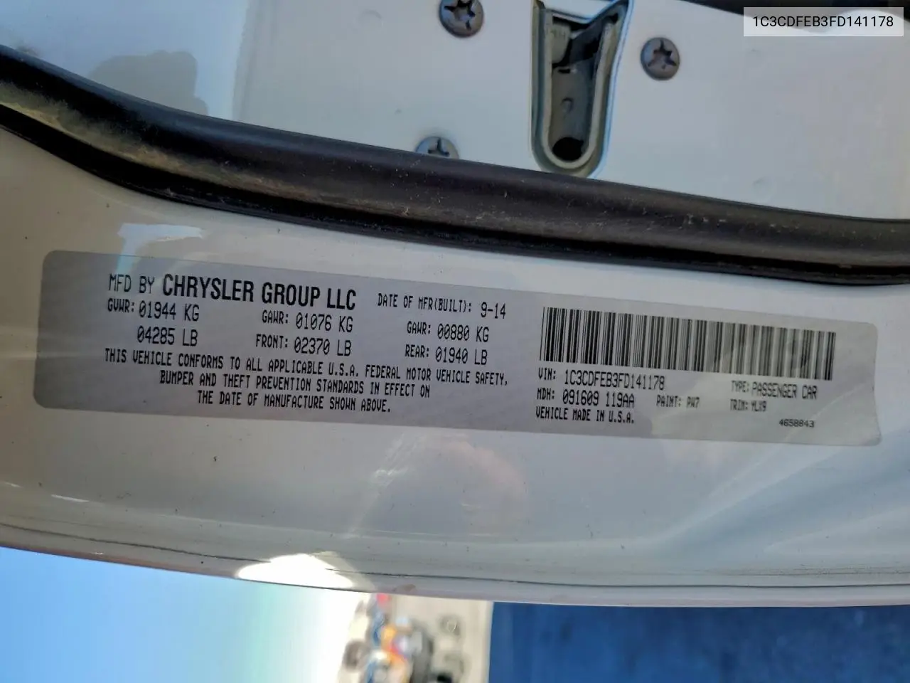 1C3CDFEB3FD141178 2015 Dodge Dart Gt