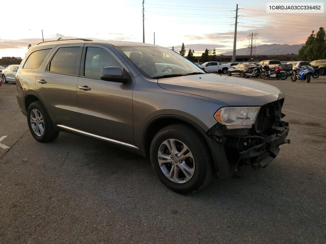 2012 Dodge Durango Sxt VIN: 1C4RDJAG3CC336452 Lot: 82330514
