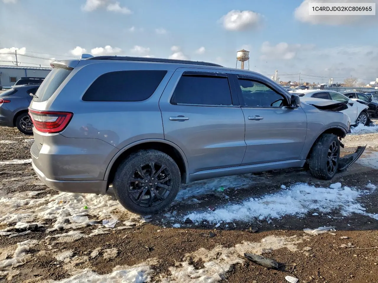 1C4RDJDG2KC806965 2019 Dodge Durango Gt