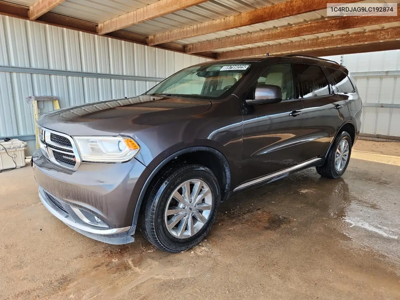 1C4RDJAG9LC192874 2020 Dodge Durango Sxt
