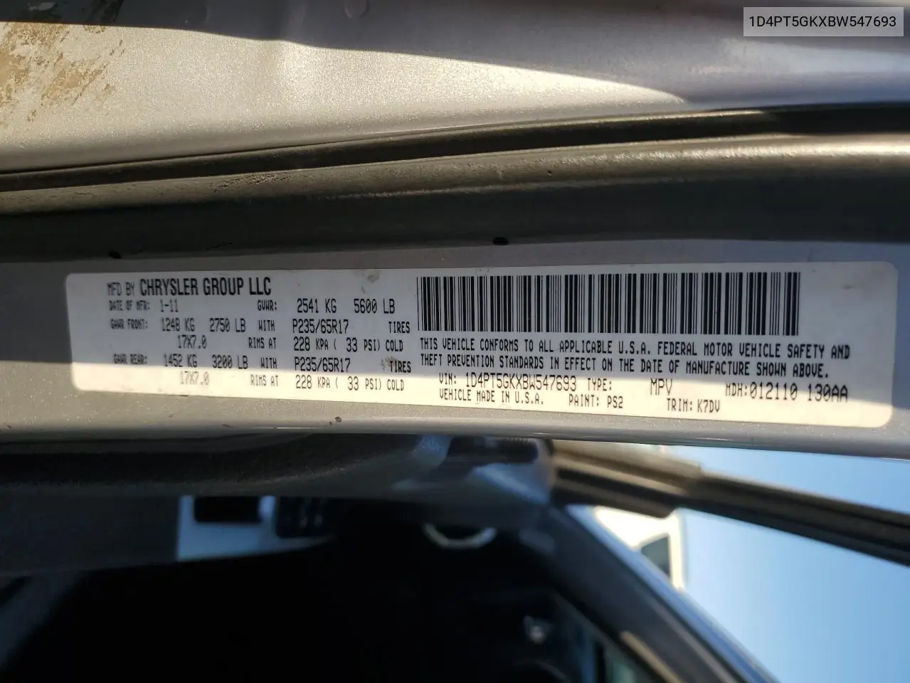 1D4PT5GKXBW547693 2011 Dodge Nitro Sxt