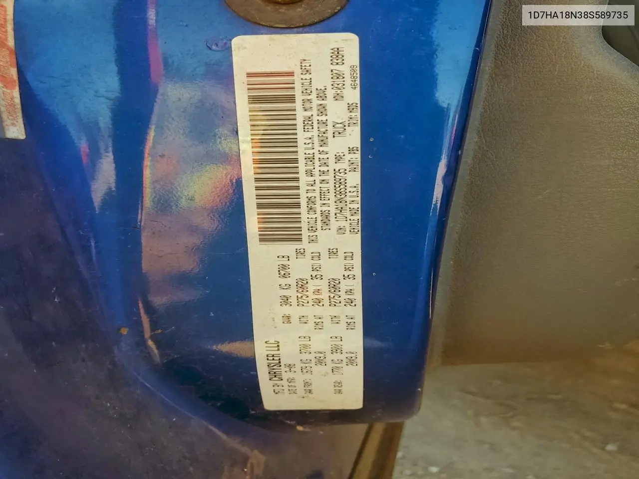 1D7HA18N38S589735 2008 Dodge Ram 1500 St