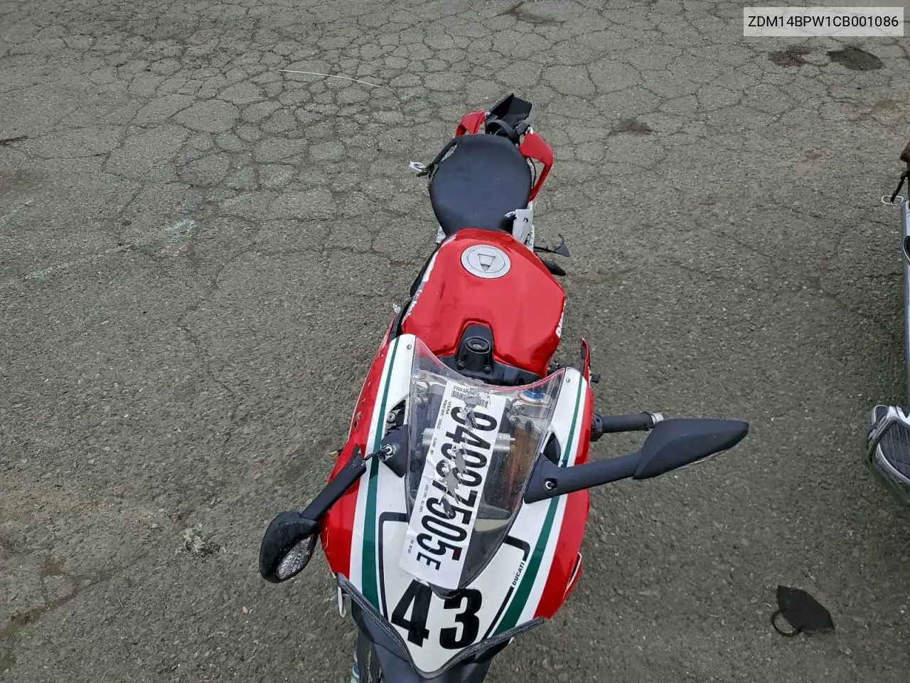 2012 Ducati Superbike 1199 Panigale VIN: ZDM14BPW1CB001086 Lot: 94997505