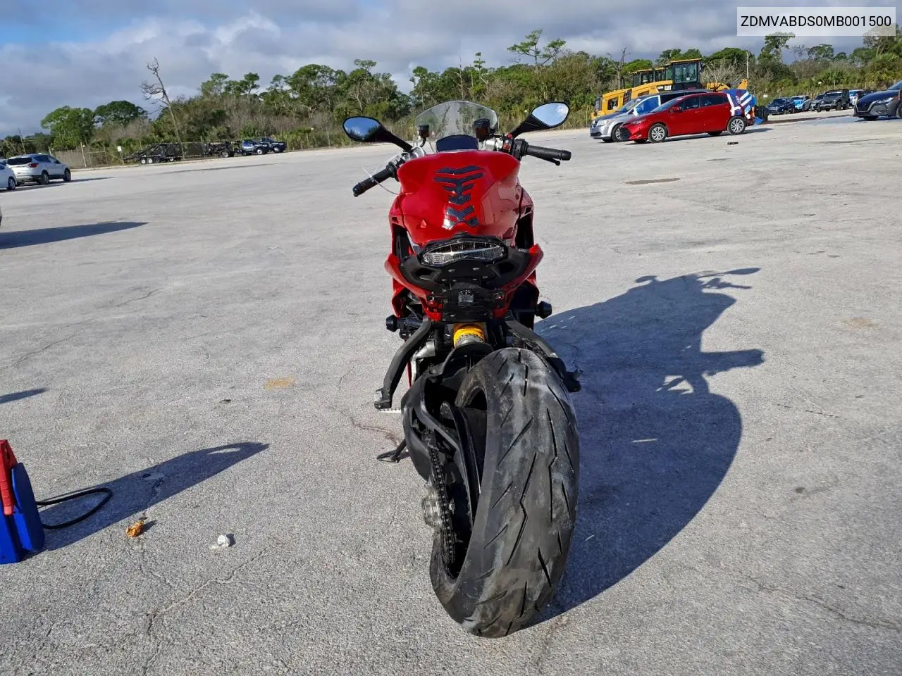 2021 Ducati Supersport VIN: ZDMVABDS0MB001500 Lot: 95394325