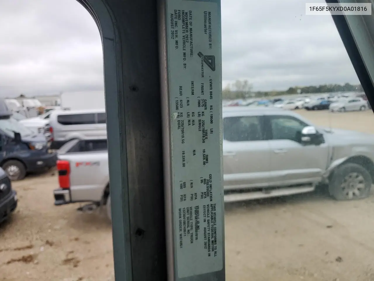 2013 Ford F550 Delivery Truck VIN: 1F65F5KYXD0A01816 Lot: 89737145