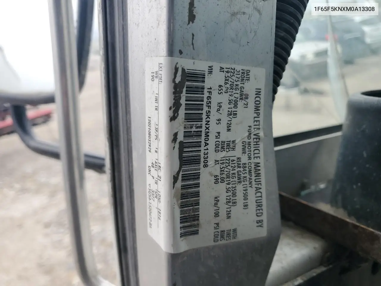 2021 Ford F59 VIN: 1F65F5KNXM0A13308 Lot: 89620385