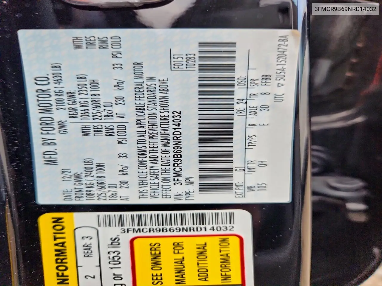 3FMCR9B69NRD14032 2022 Ford Bronco Sport Big Bend