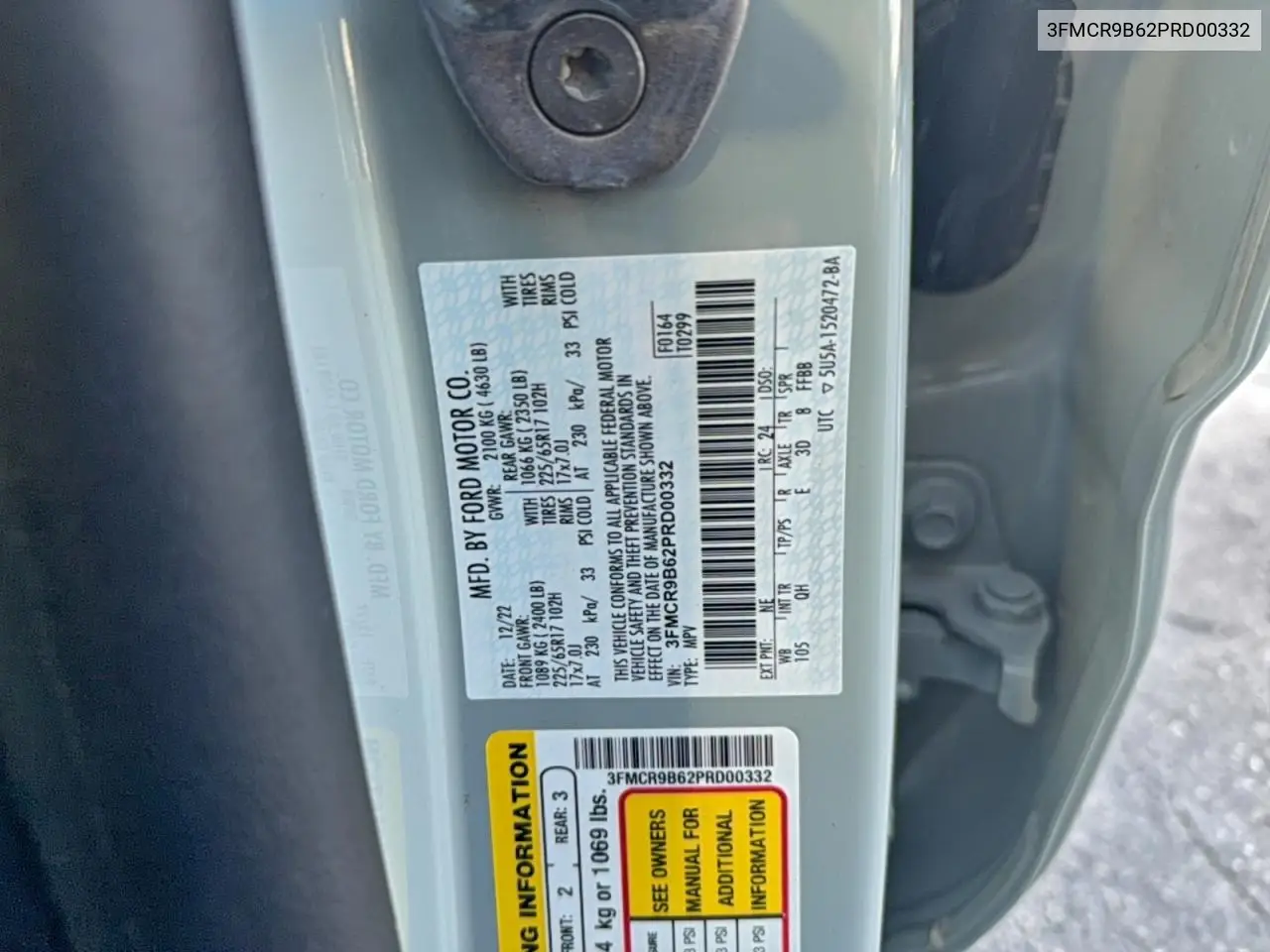3FMCR9B62PRD00332 2023 Ford Bronco Sport Big Bend