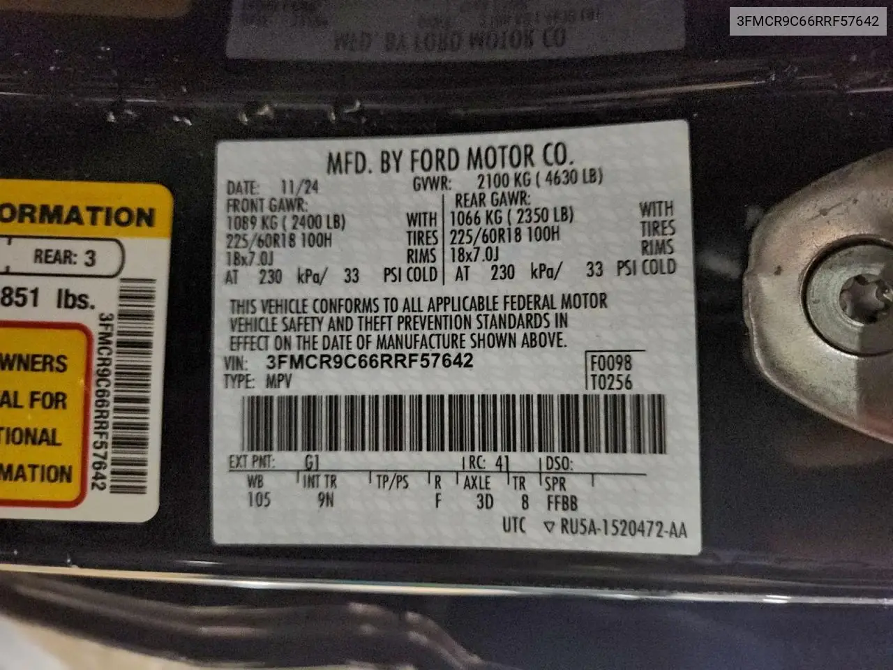 3FMCR9C66RRF57642 2024 Ford Bronco Sport Outer Banks