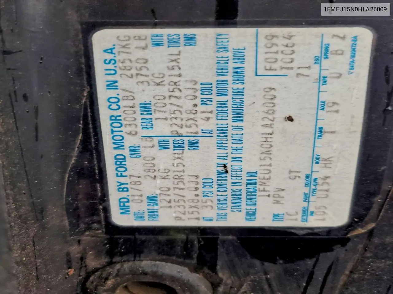 1FMEU15N0HLA26009 1987 Ford Bronco U100
