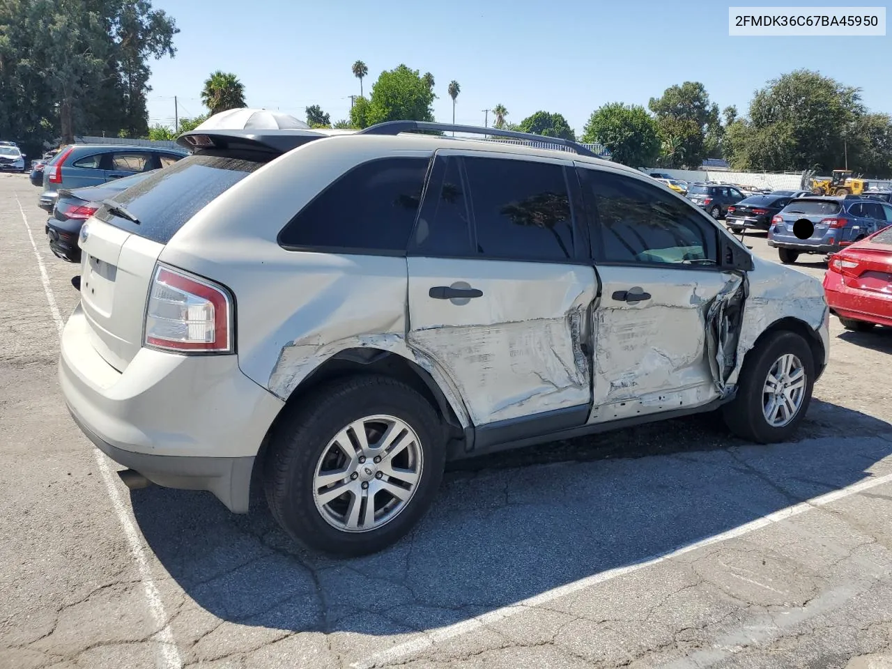 2007 Ford Edge Se VIN: 2FMDK36C67BA45950 Lot: 66201373