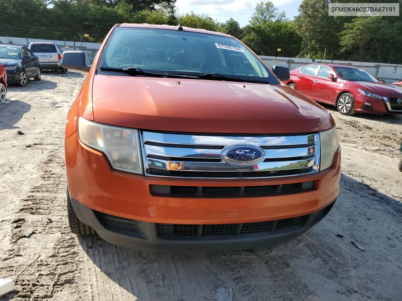 2007 Ford Edge Se VIN: 2FMDK46C27BA67191 Lot: 67590154