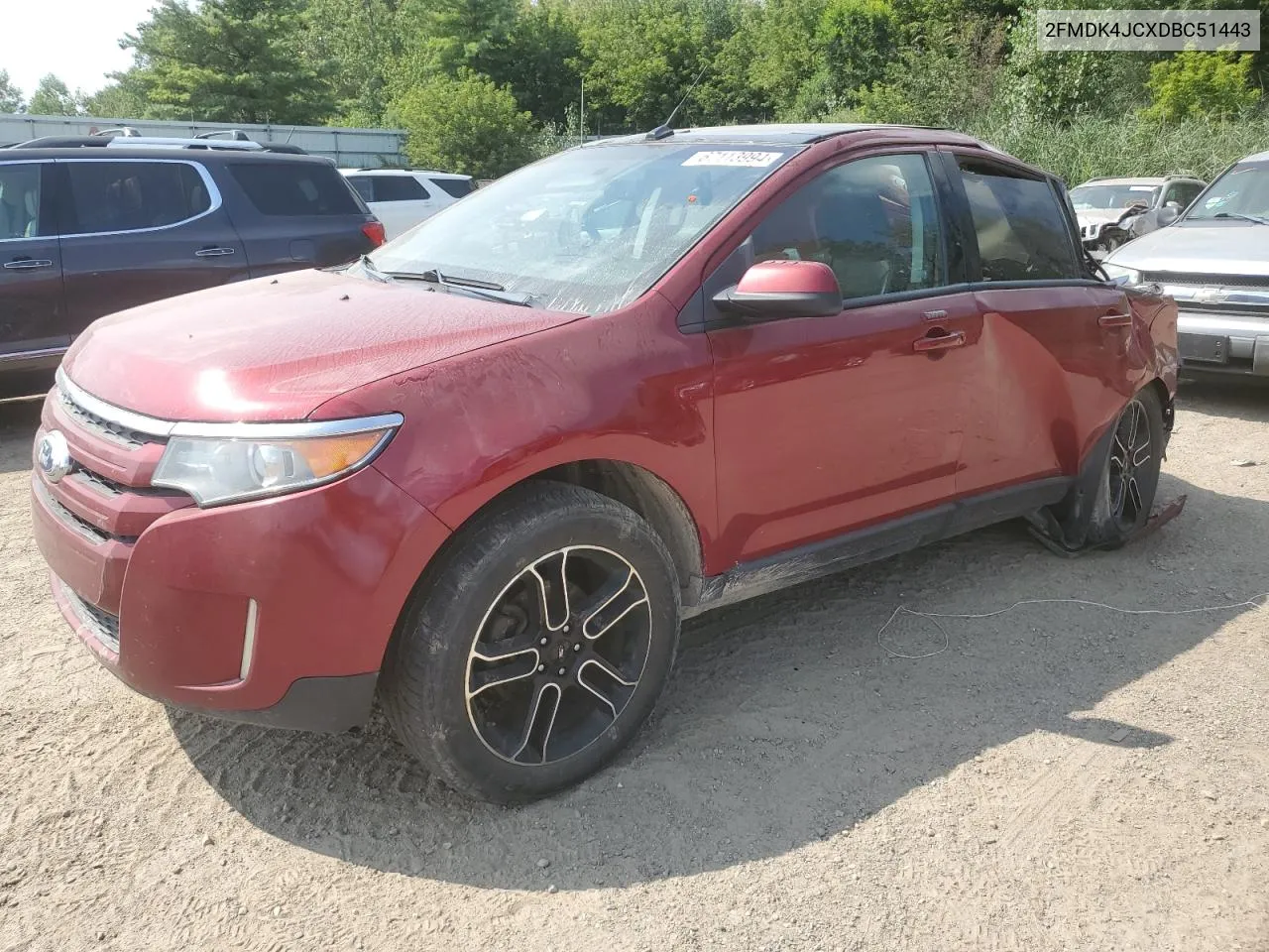 2013 Ford Edge Sel VIN: 2FMDK4JCXDBC51443 Lot: 67113994