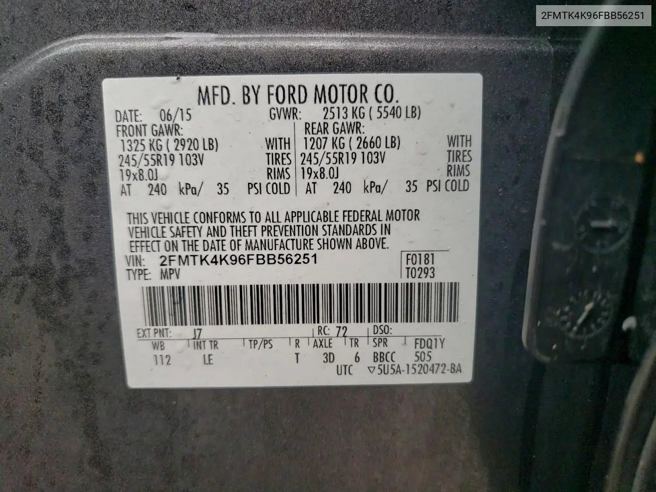 2FMTK4K96FBB56251 2015 Ford Edge Titanium