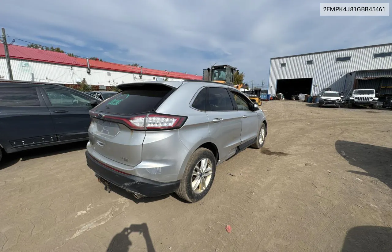 2016 Ford Edge Sel VIN: 2FMPK4J81GBB45461 Lot: 72539274