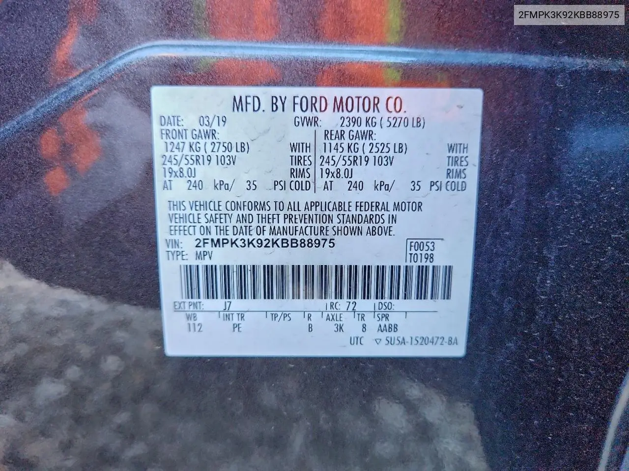 2FMPK3K92KBB88975 2019 Ford Edge Titanium