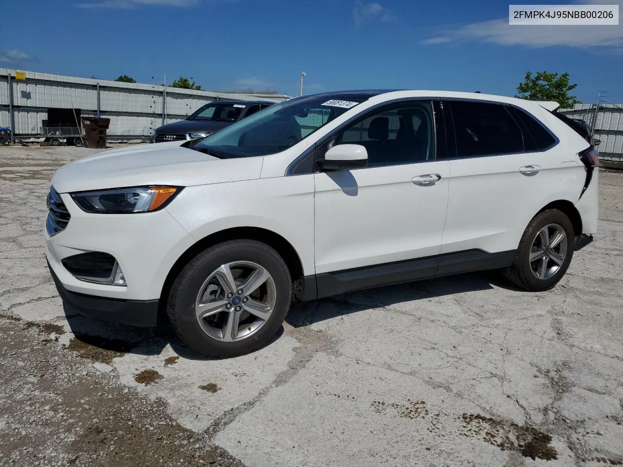 2022 Ford Edge Sel VIN: 2FMPK4J95NBB00206 Lot: 58081374