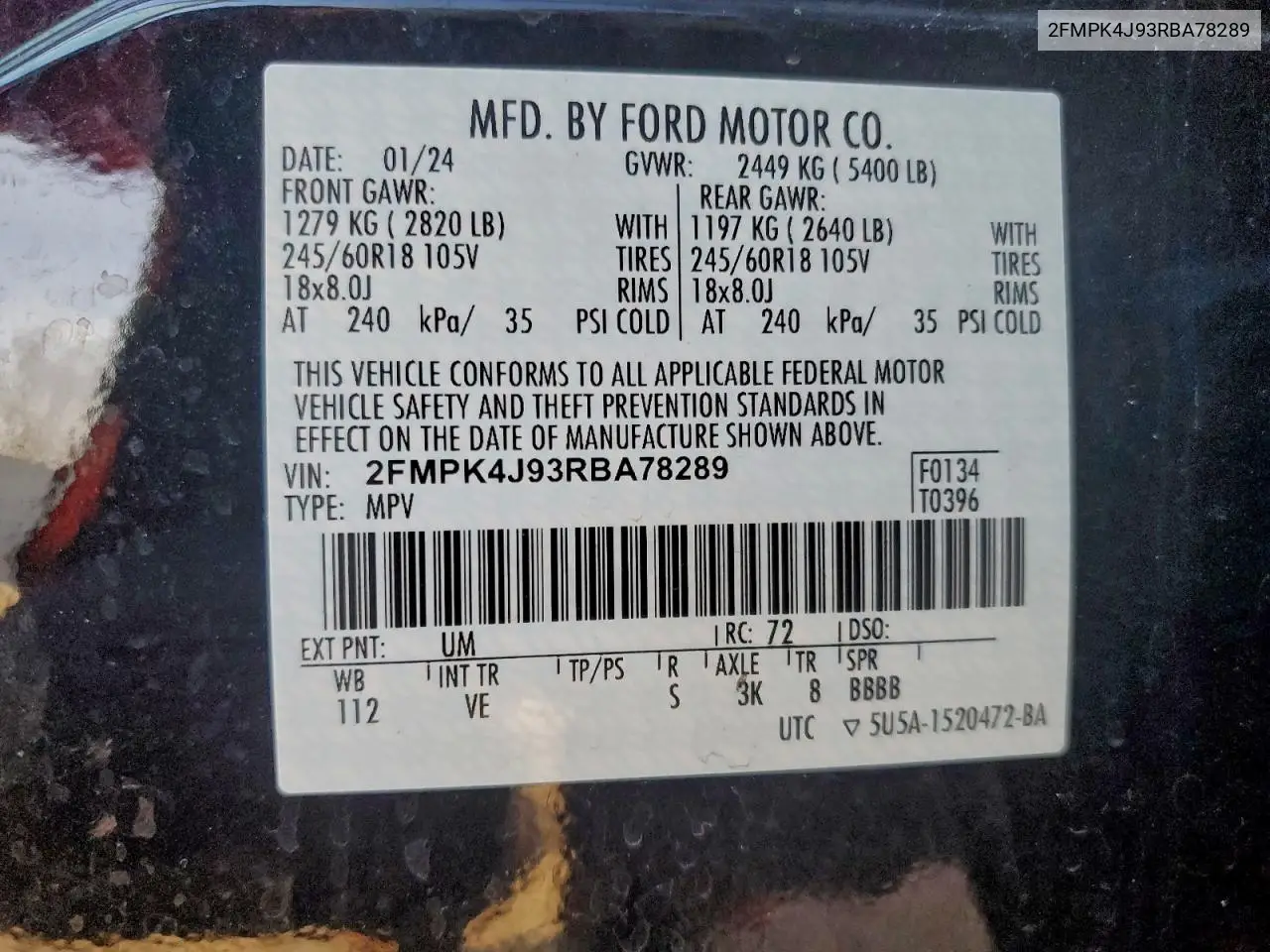 2FMPK4J93RBA78289 2024 Ford Edge Sel