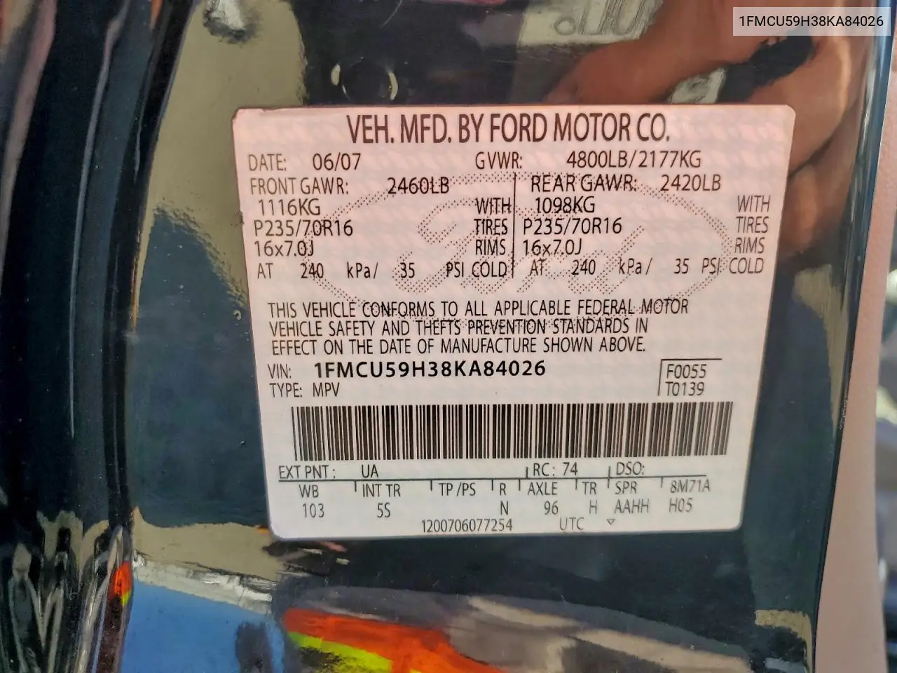 1FMCU59H38KA84026 2008 Ford Escape Hev