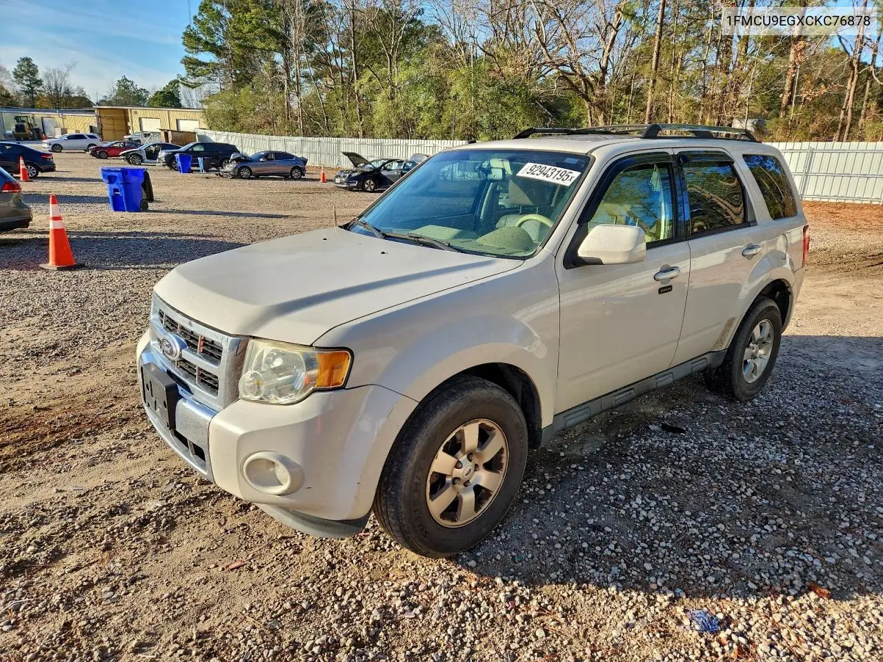 1FMCU9EGXCKC76878 2012 Ford Escape Limited