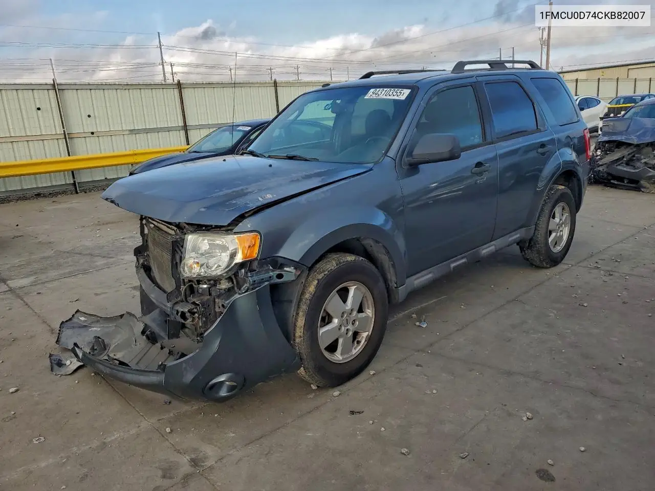 1FMCU0D74CKB82007 2012 Ford Escape Xlt