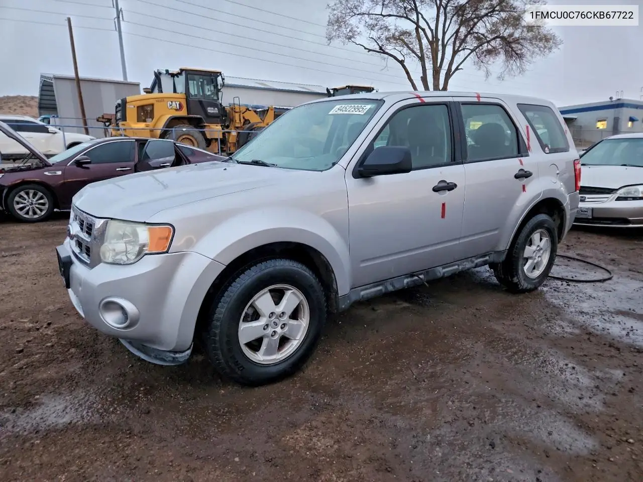 1FMCU0C76CKB67722 2012 Ford Escape Xls