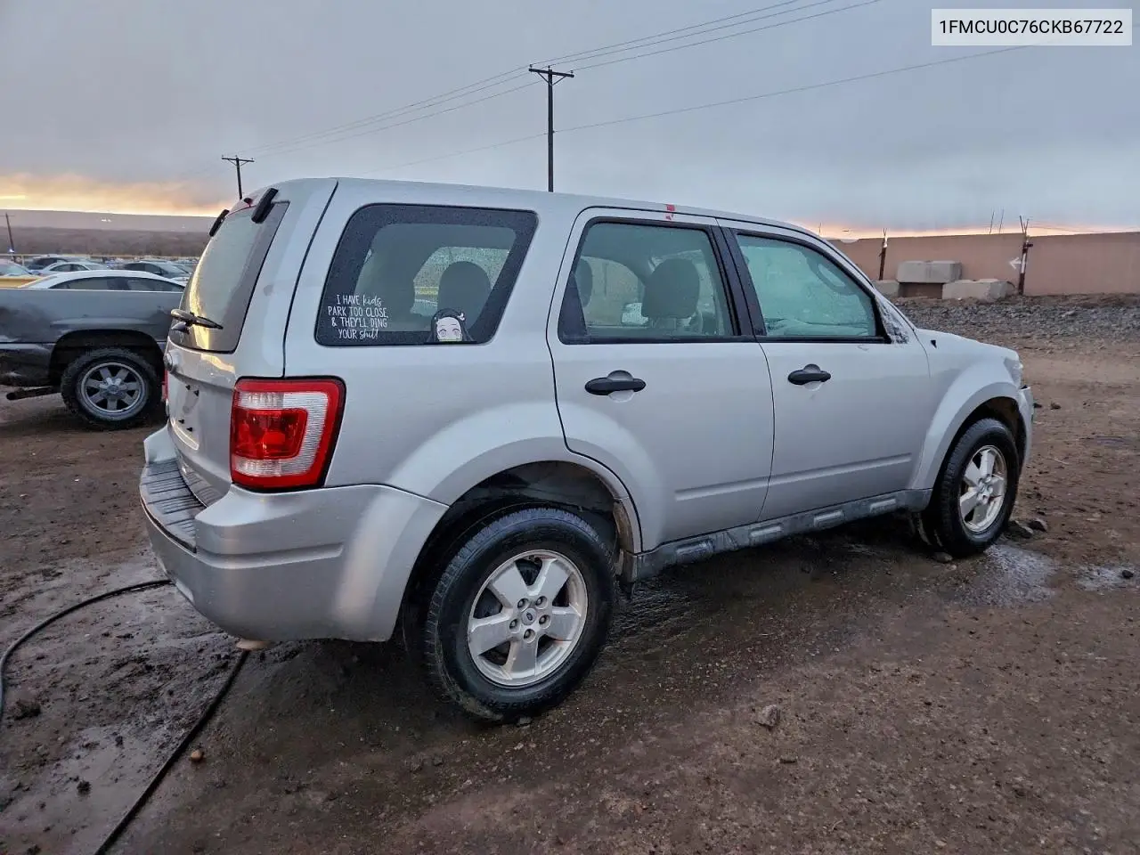 1FMCU0C76CKB67722 2012 Ford Escape Xls