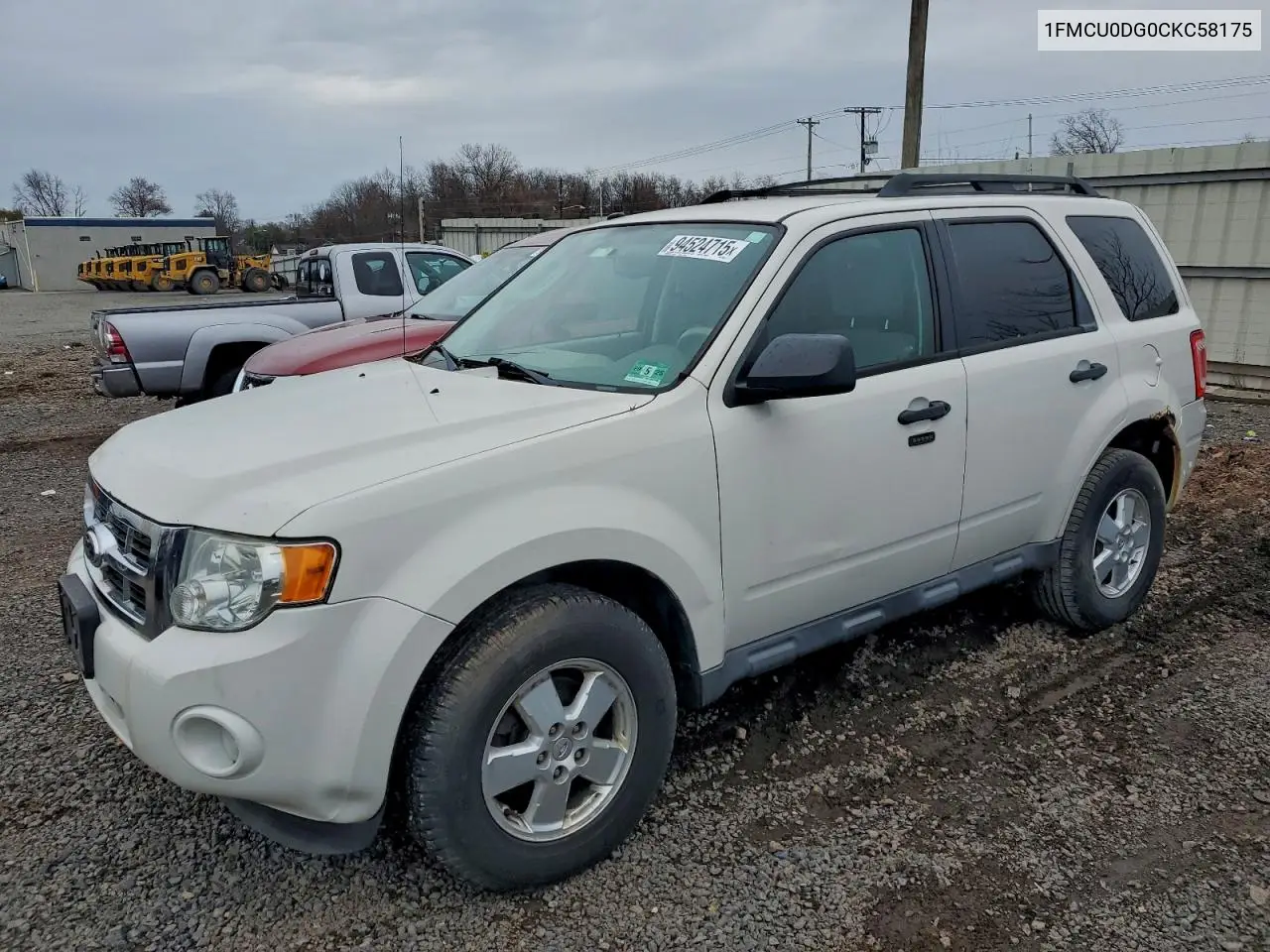 1FMCU0DG0CKC58175 2012 Ford Escape Xlt