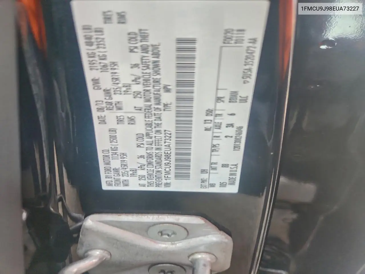 1FMCU9J98EUA73227 2014 Ford Escape Titanium